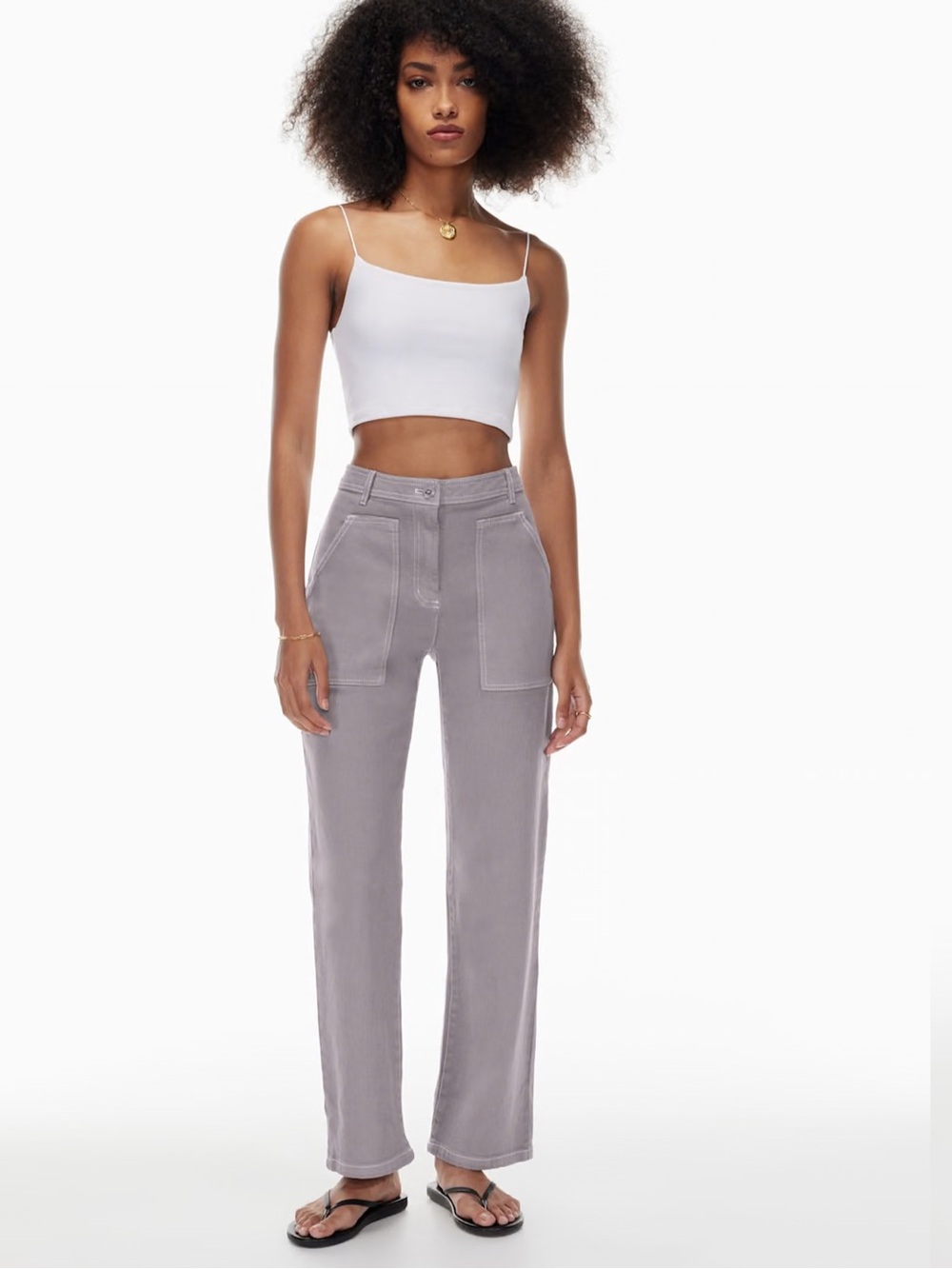 Aritzia Wilfred Modern Utility Pant Straight-Leg High-Rise Pants in Purple Slate